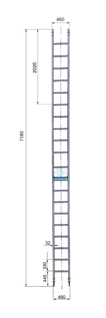 Лестница изолирующая навесная стеклопластиковая выдвижная ЛИН-7